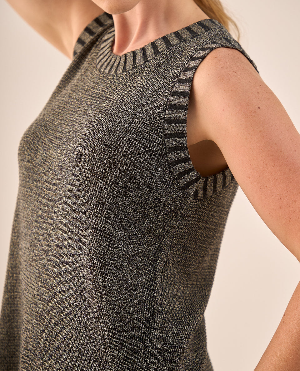 Blusa Tejida Sin Mangas con Acabados Acanalados - Negro 34_469G203_NEG190303_3