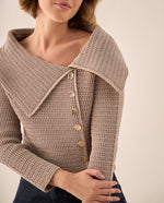 Suéter Tejido Cuello Amplio Beige - Beige