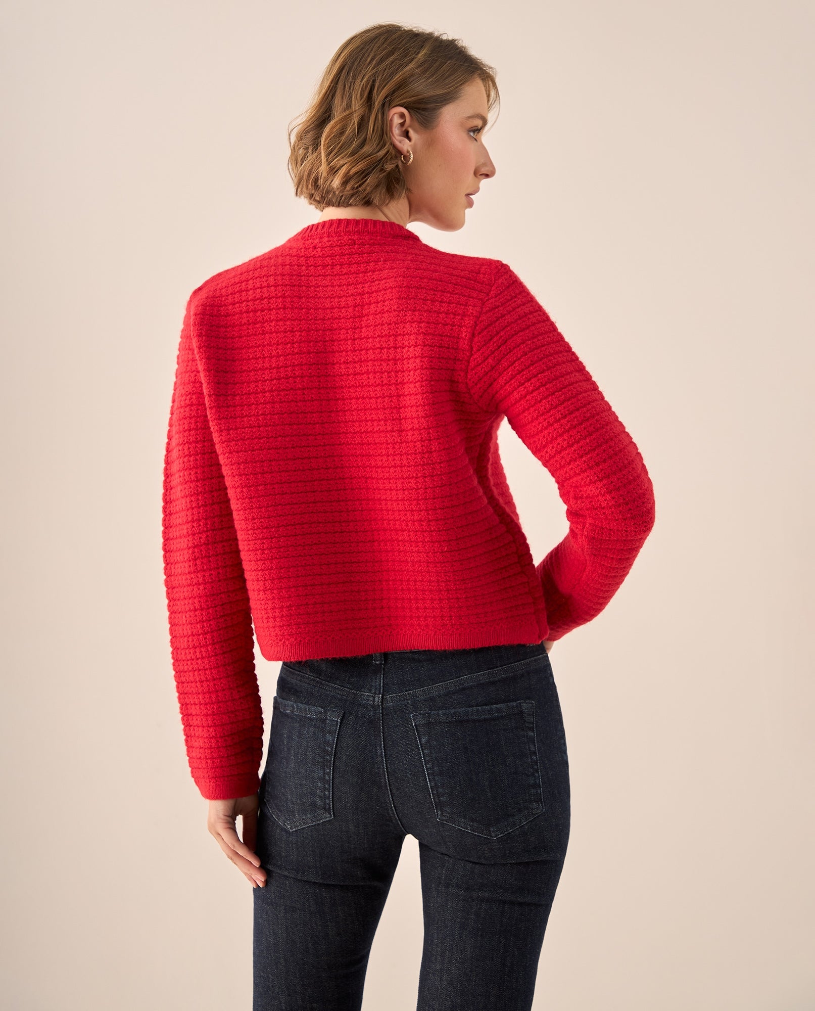 Cardigan con Textura Acanalada y Botones - Rojo 34_469G216_ROJ171537_4