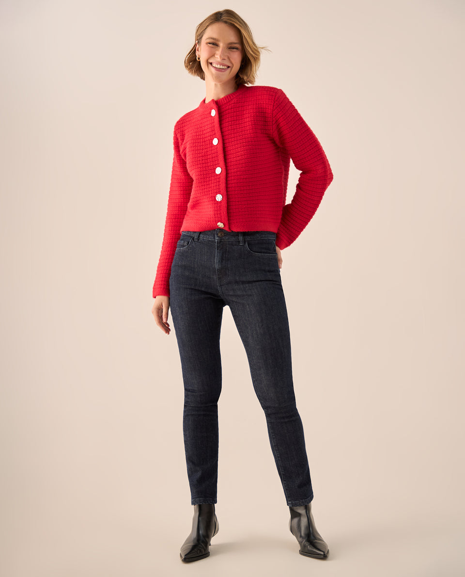 Cardigan con Textura Acanalada y Botones - Rojo 34_469G216_ROJ171537_5