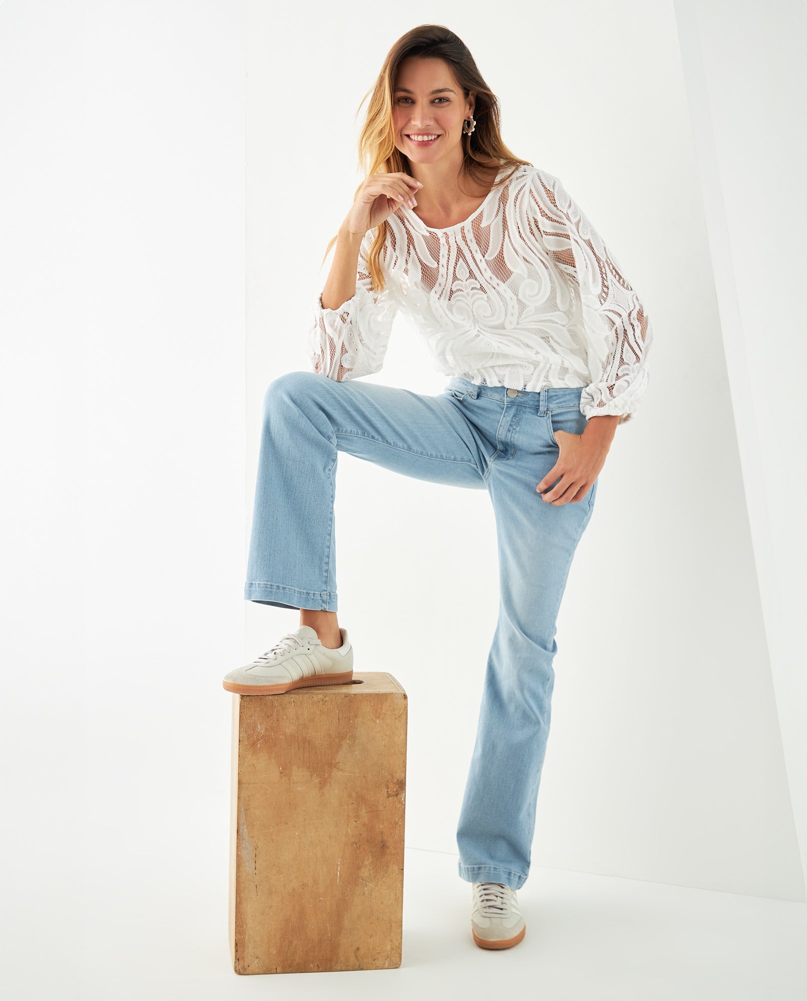 Jean Flare cinco bolsillos para mujer - Azul 34_471F004_AZU114604_0