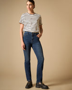 Jean straight de pierna recta tiro medio - Azul