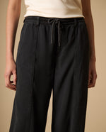 Jean wide leg amplio con cordón ajustable - Negro