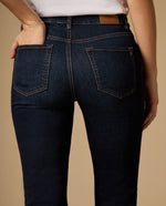 Jean flare tiro medio con apertura amplia tipo campana - Azul
