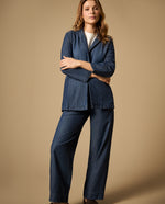 Jean wide leg tiro medio silueta amplia - Azul