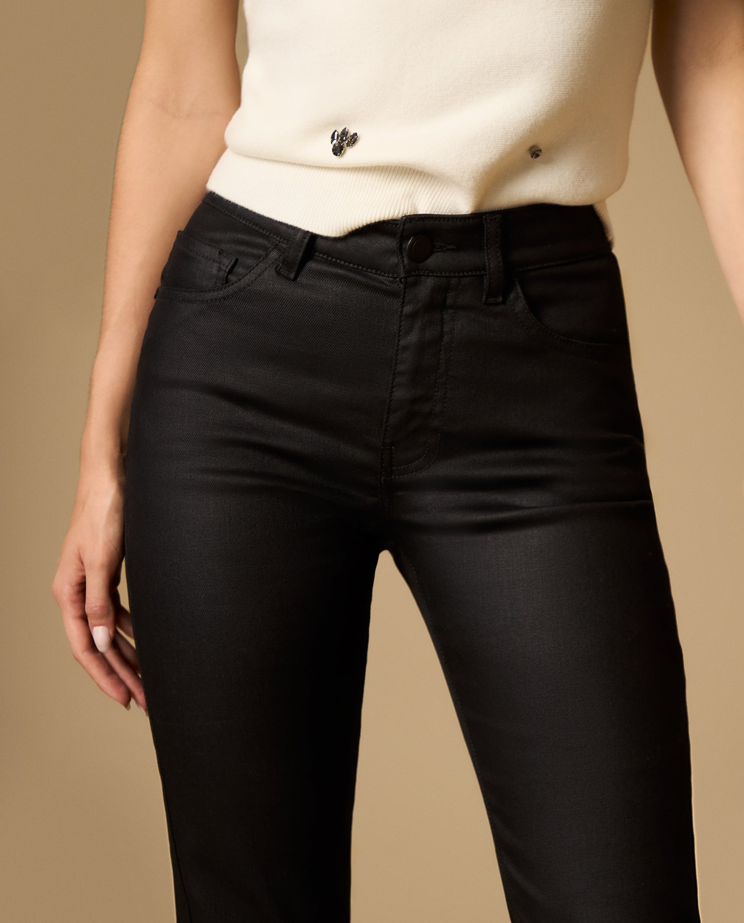 Jean flare tiro medio silueta campana - Negro