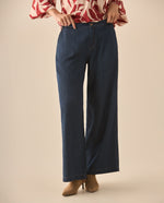 Jean Wide leg con pinzas para mujer  - Azul