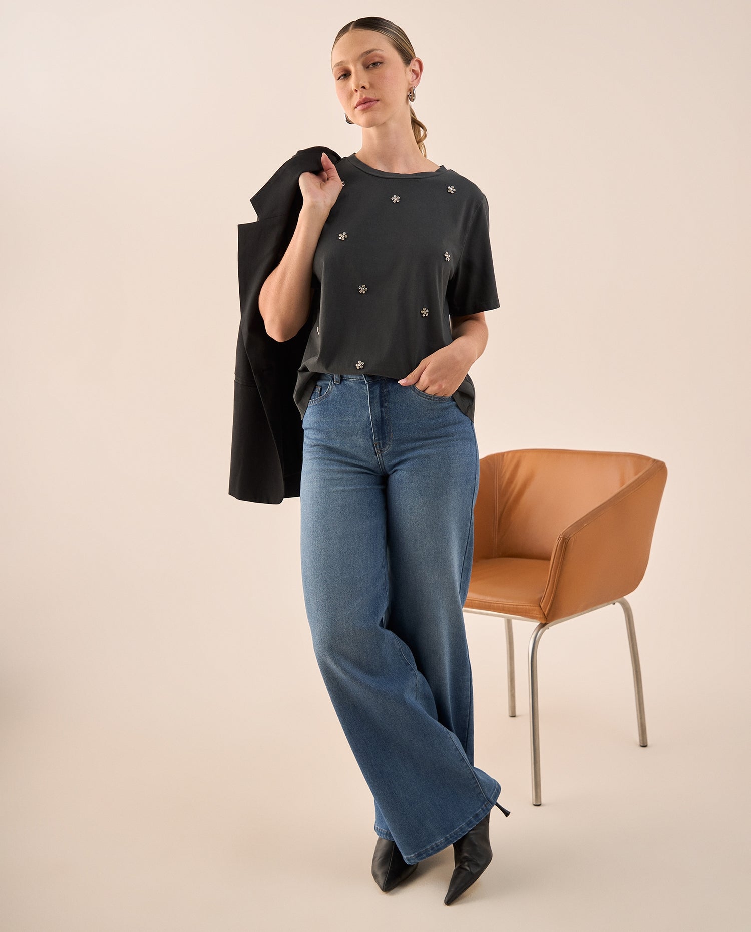 Jean Wide Leg Azul Rivera Medio - Azul