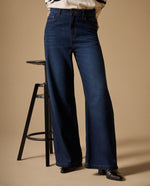 Jean Wide Leg Azul Oscuro Tiro Alto - Azul