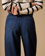 Jean Wide Leg Azul Oscuro Tiro Alto - Azul