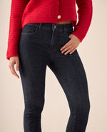 Jean Slim Azul Oscuro Tiro Alto - Azul