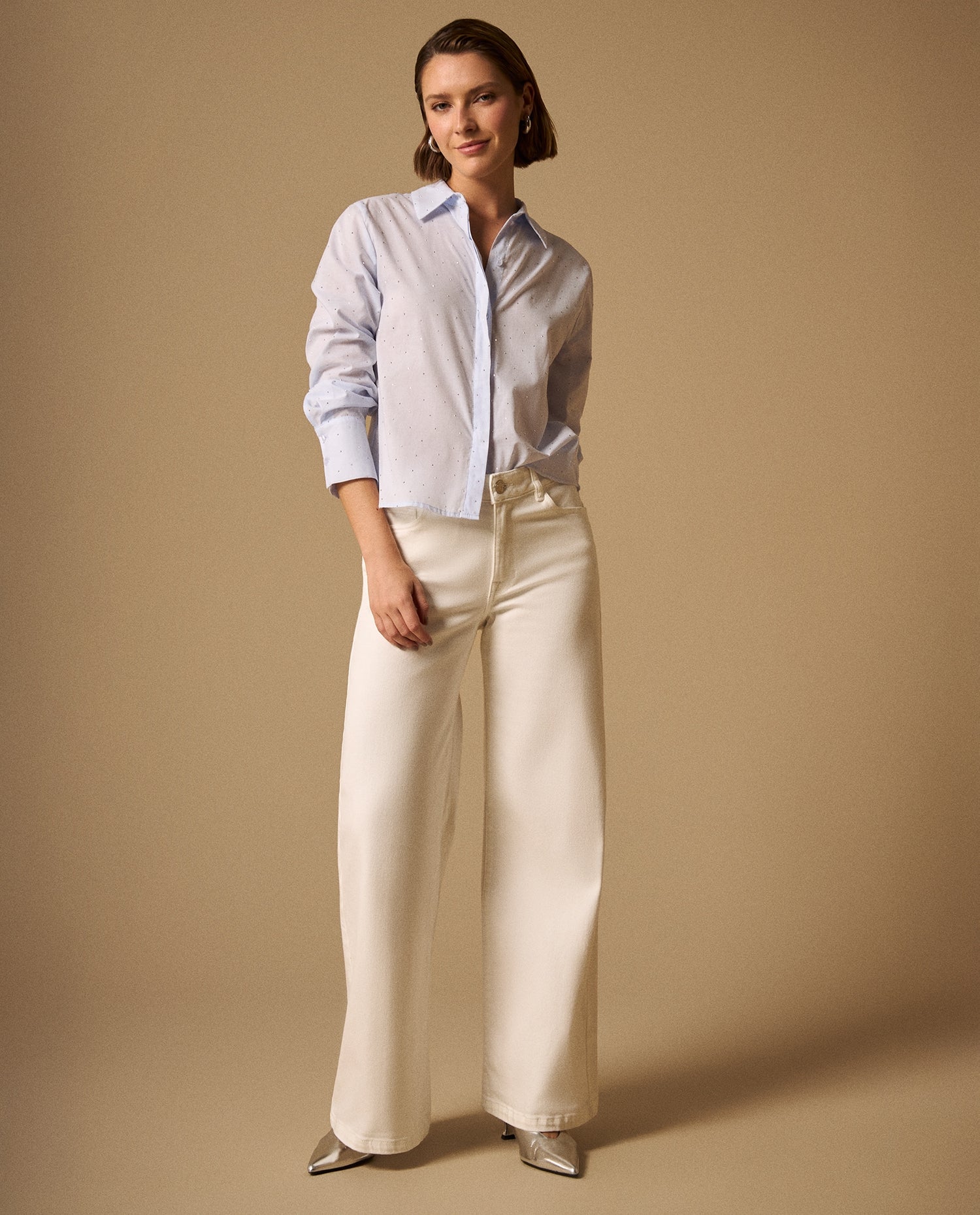 Jean Wide Leg Blanco Tiro Alto - Blanco