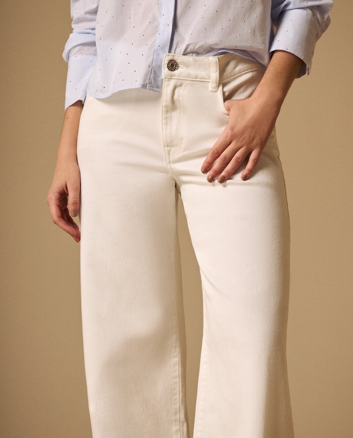 Jean Wide Leg Blanco Tiro Alto - Blanco
