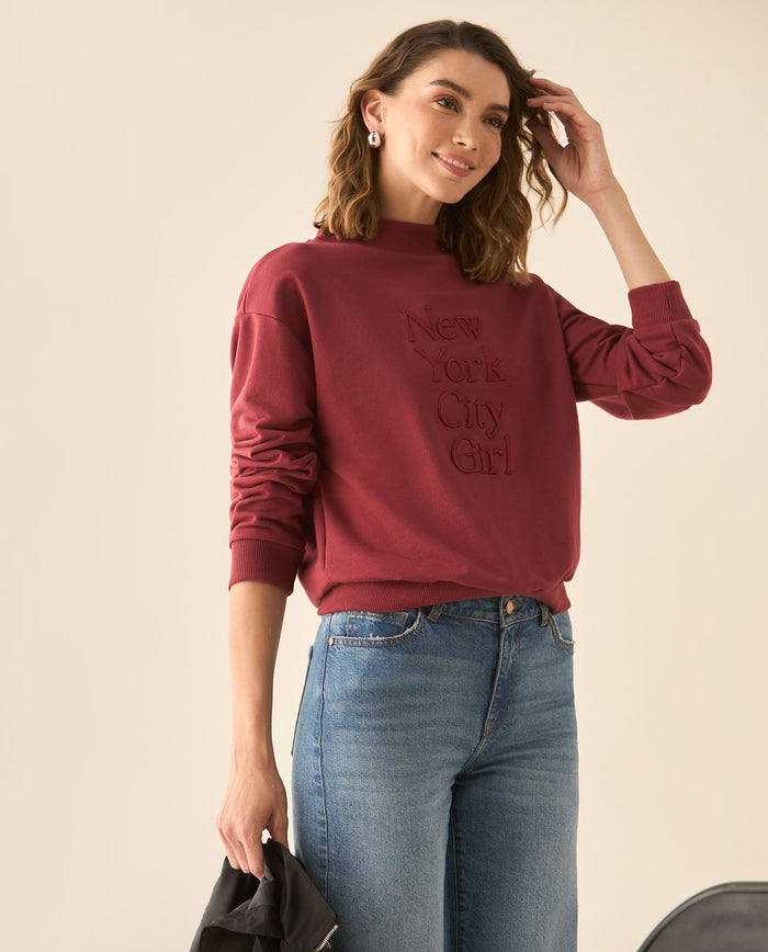 Buzo cuello redondo bordado para mujer  - Rojo 34_483G000_ROJ191531_3