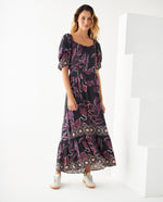 Vestido midi estampado para mujer - Morado