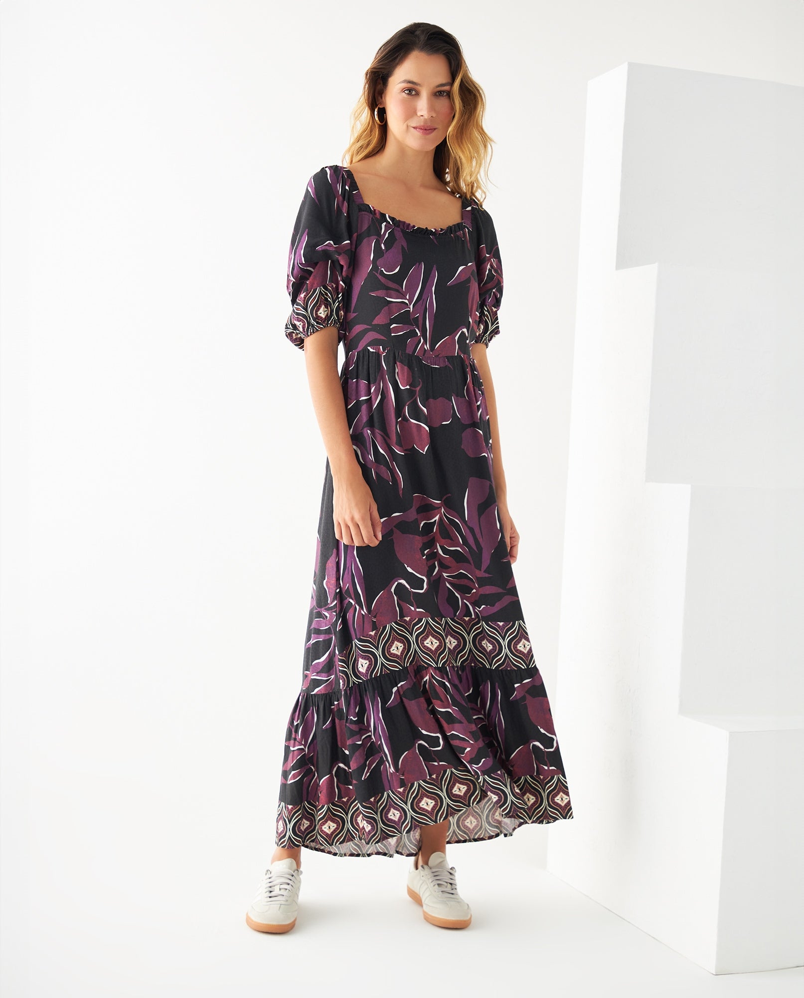 Vestido midi estampado para mujer - Morado 34_491F007_MOR192524_0