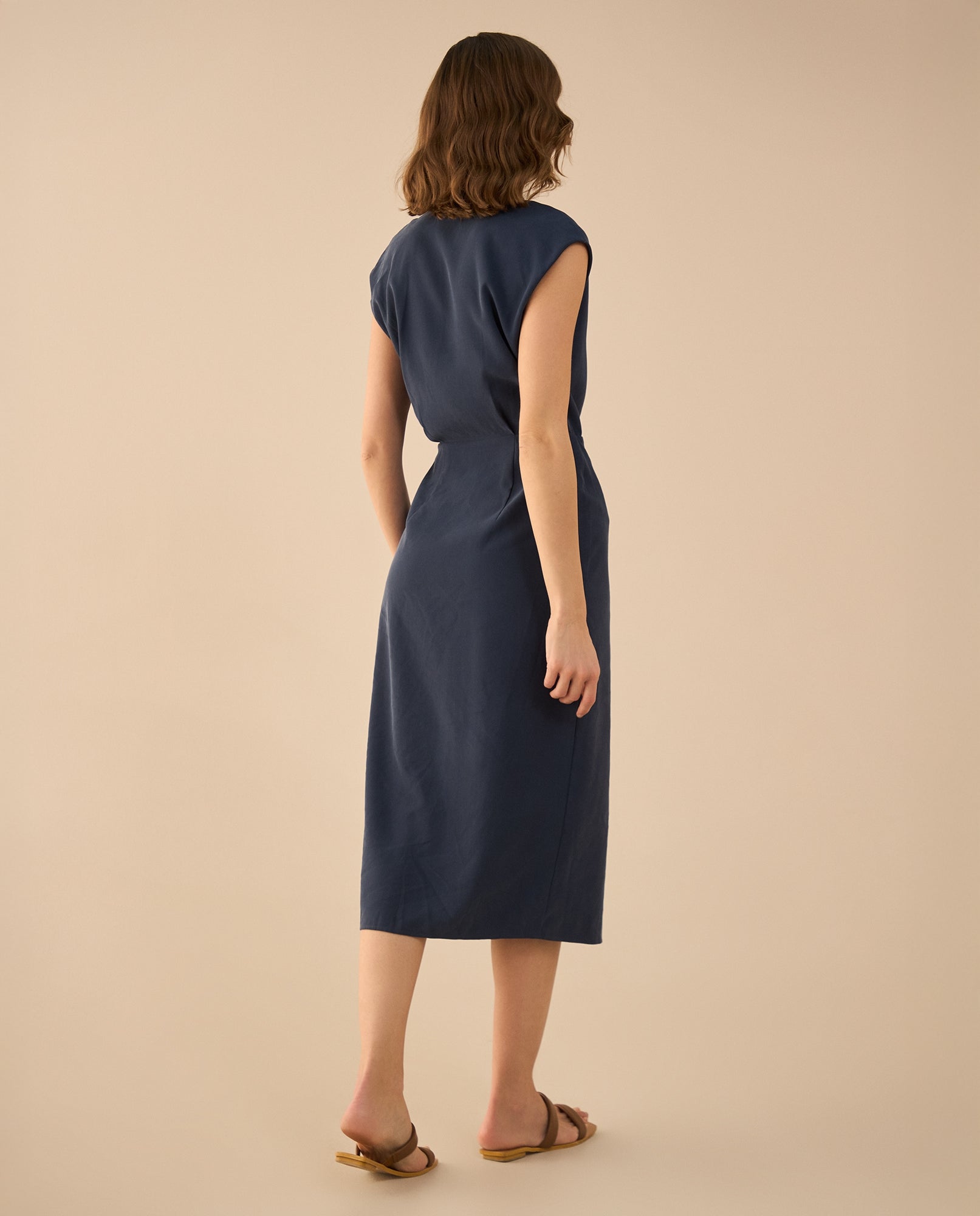 Vestido midi manga sisa para mujer - Azul 34_491G011_AZU193832_4