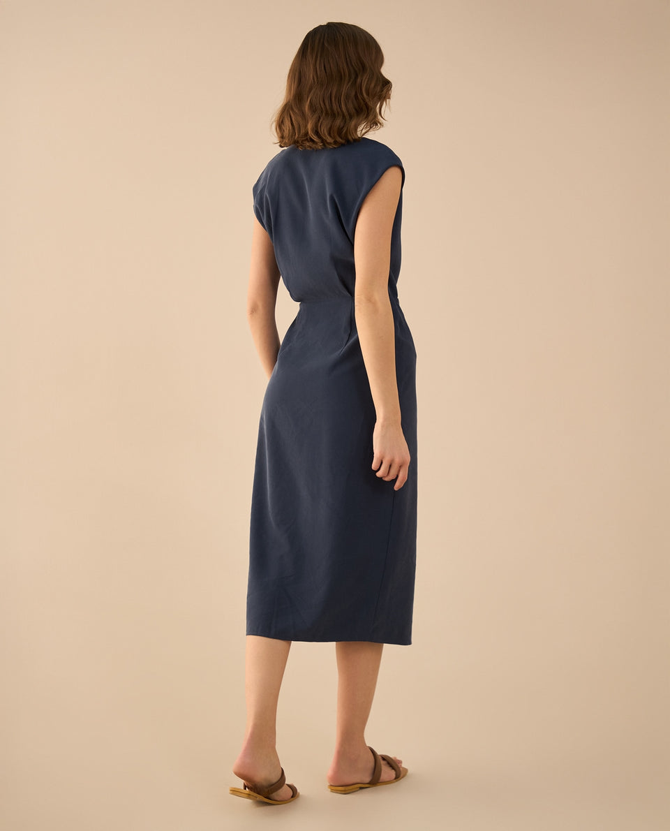 Vestido midi manga sisa para mujer - Azul 34_491G011_AZU193832_4