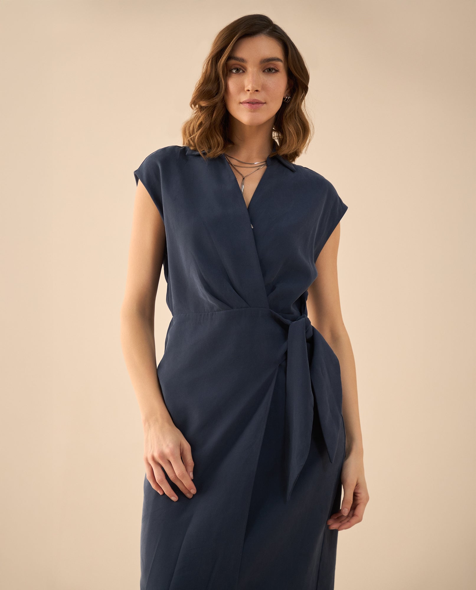 Vestido midi manga sisa para mujer - Azul 34_491G011_AZU193832_6