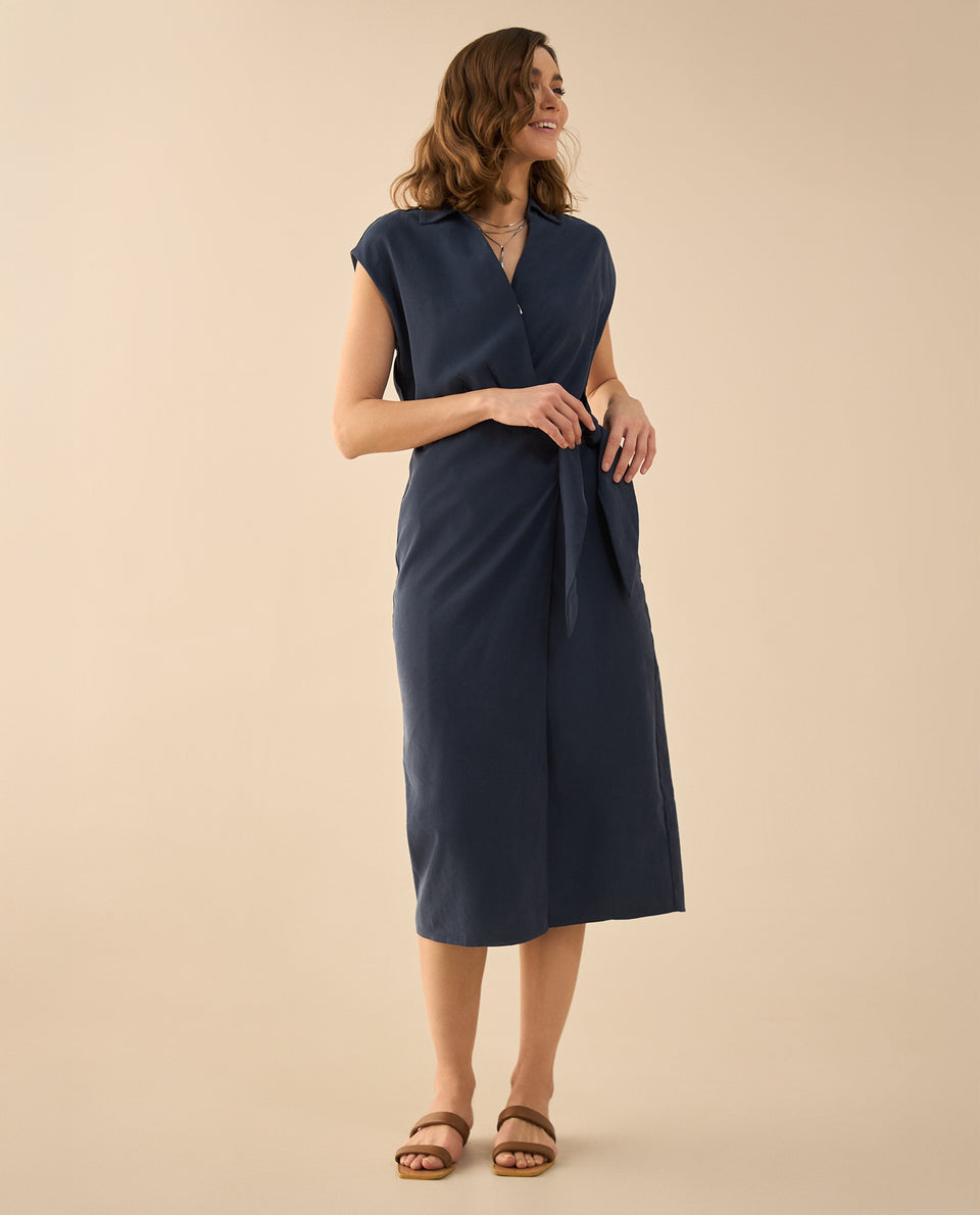 Vestido midi manga sisa para mujer - Azul 34_491G011_AZU193832_7