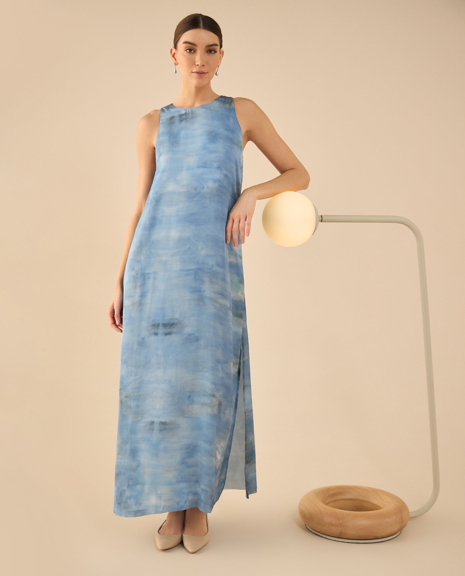 Vestido largo tipo satín para mujer - Azul 34_492G001_AZU134304_3