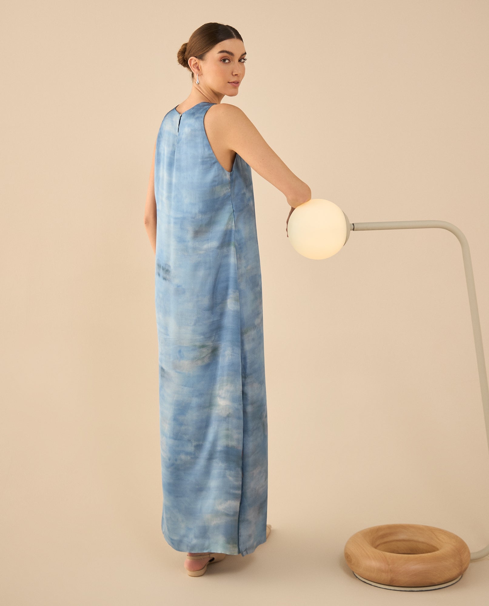 Vestido largo tipo satín para mujer - Azul 34_492G001_AZU134304_4