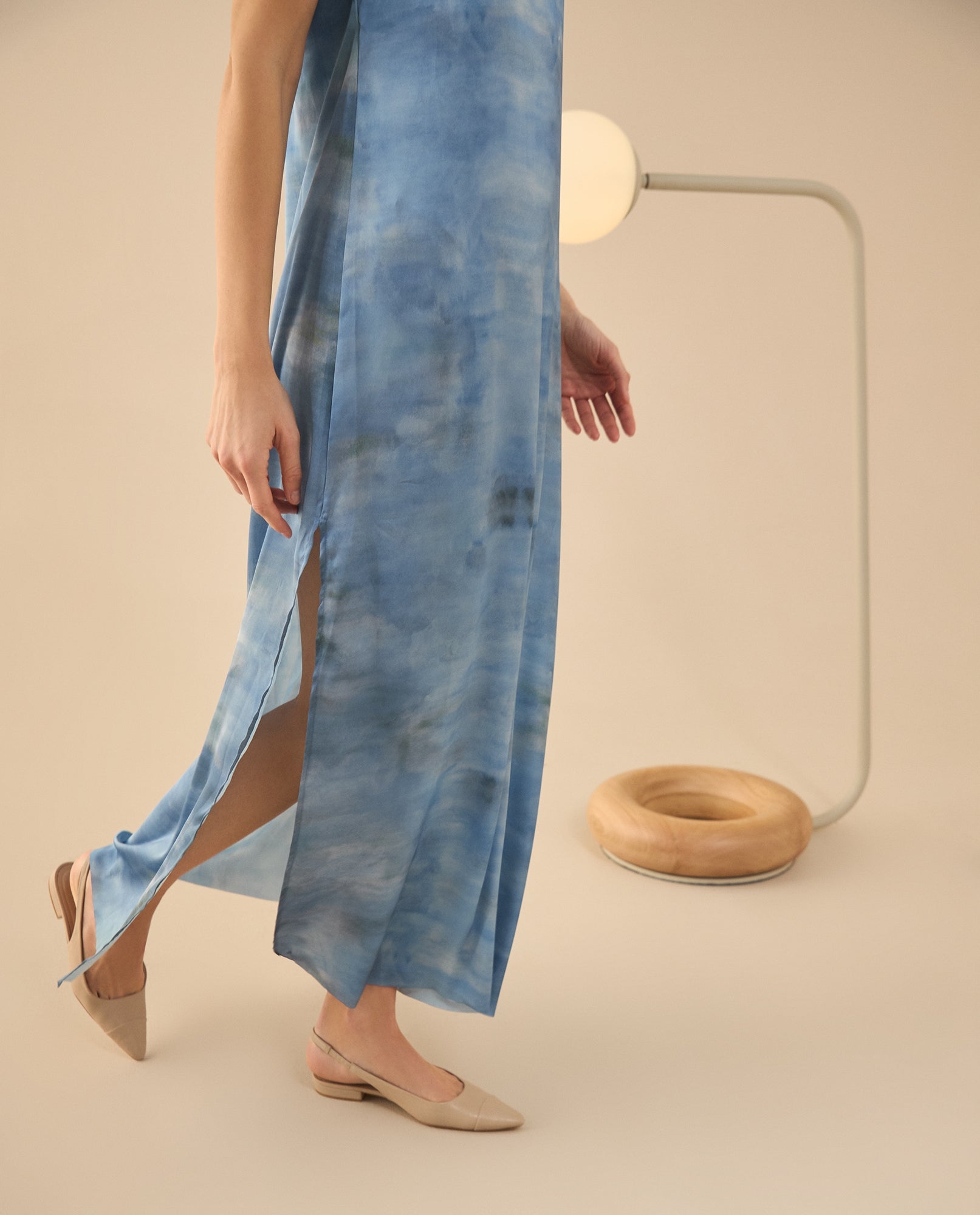 Vestido largo tipo satín para mujer - Azul 34_492G001_AZU134304_5