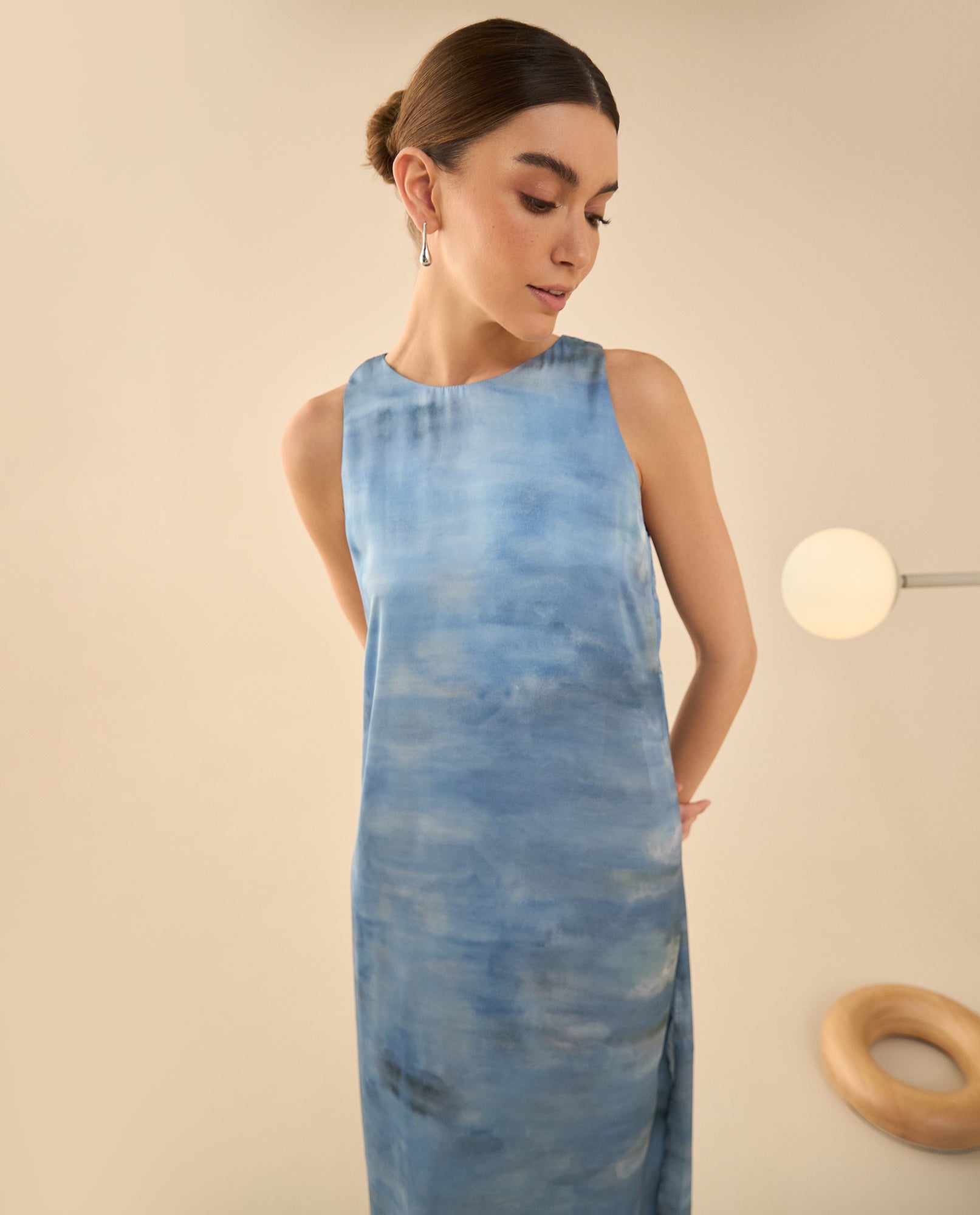 Vestido largo tipo satín para mujer - Azul 34_492G001_AZU134304_6