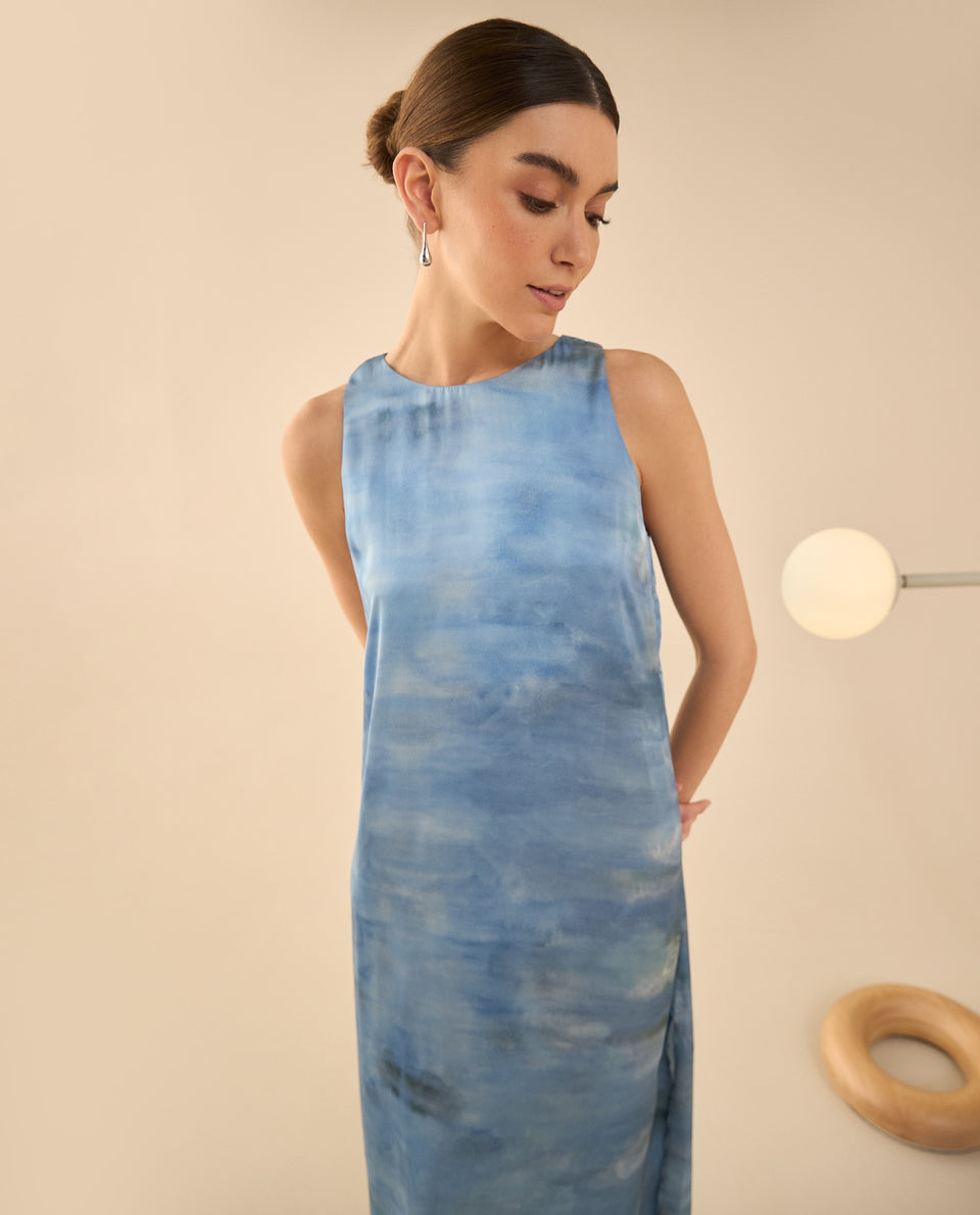 Vestido largo tipo satín para mujer - Azul 34_492G001_AZU134304_6