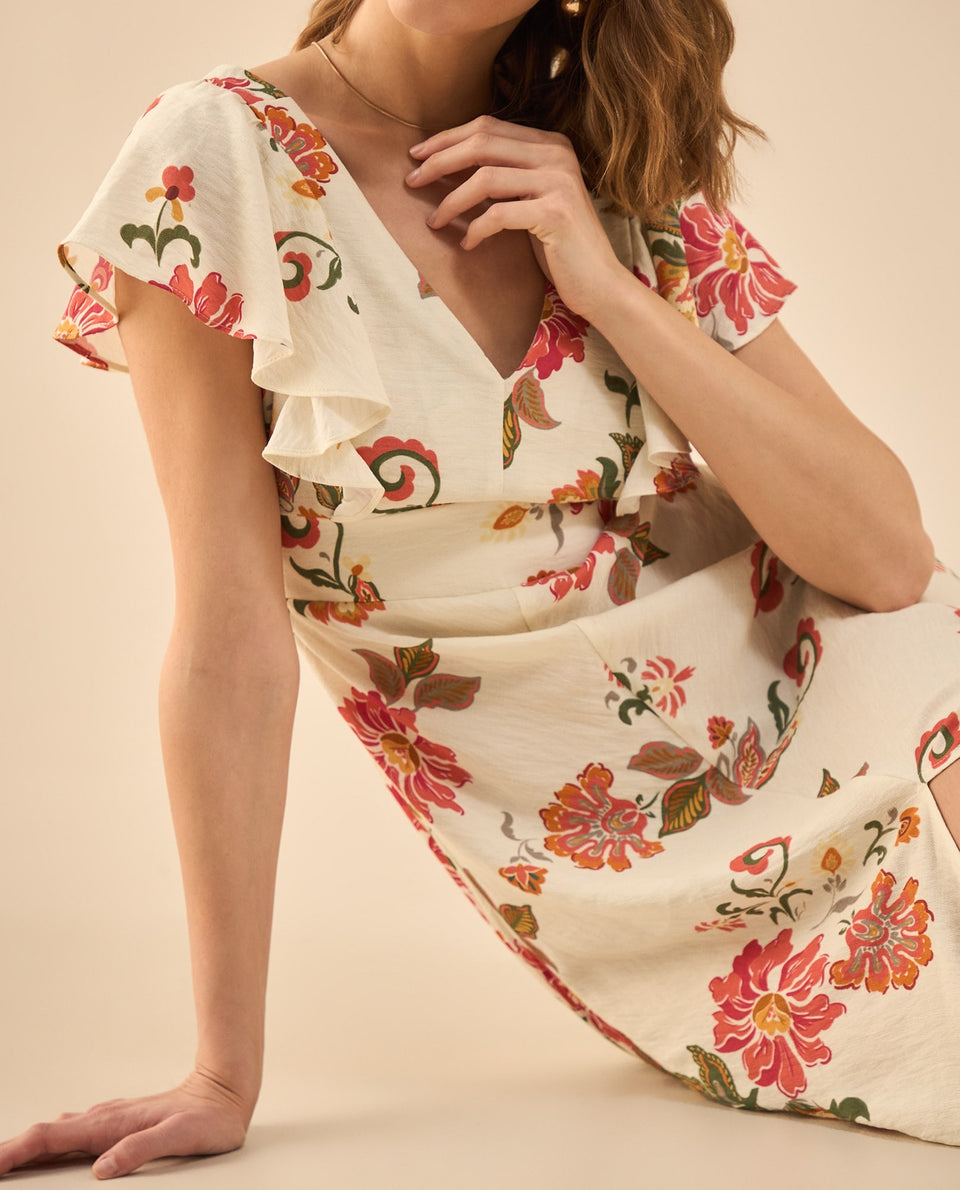Vestido largo manga corta para mujer - Crudo 34_492G002_CRU114201_3
