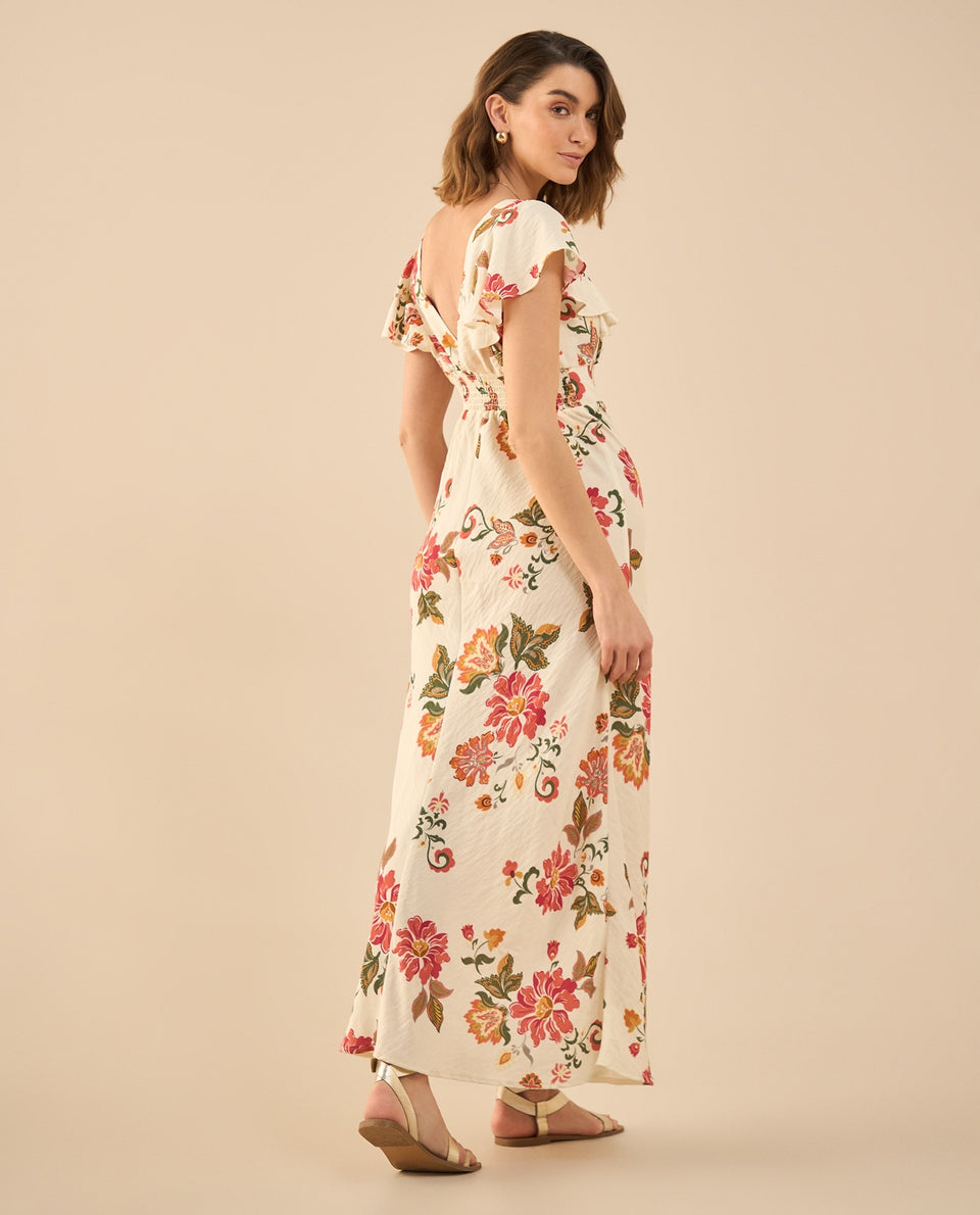 Vestido largo manga corta para mujer - Crudo 34_492G002_CRU114201_4