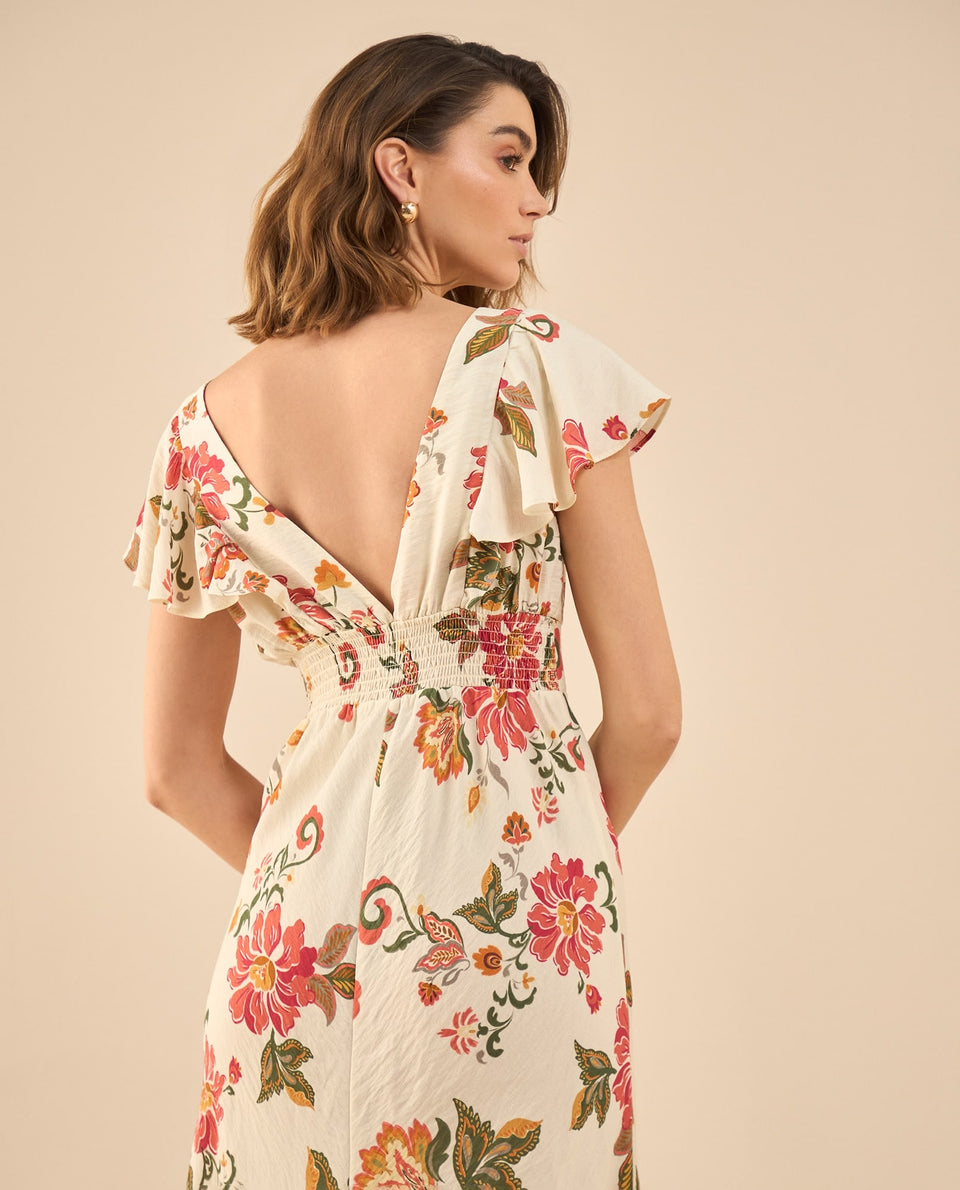 Vestido largo manga corta para mujer - Crudo 34_492G002_CRU114201_6