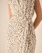 Vestido largo de estampado animal print para mujer  - Beige
