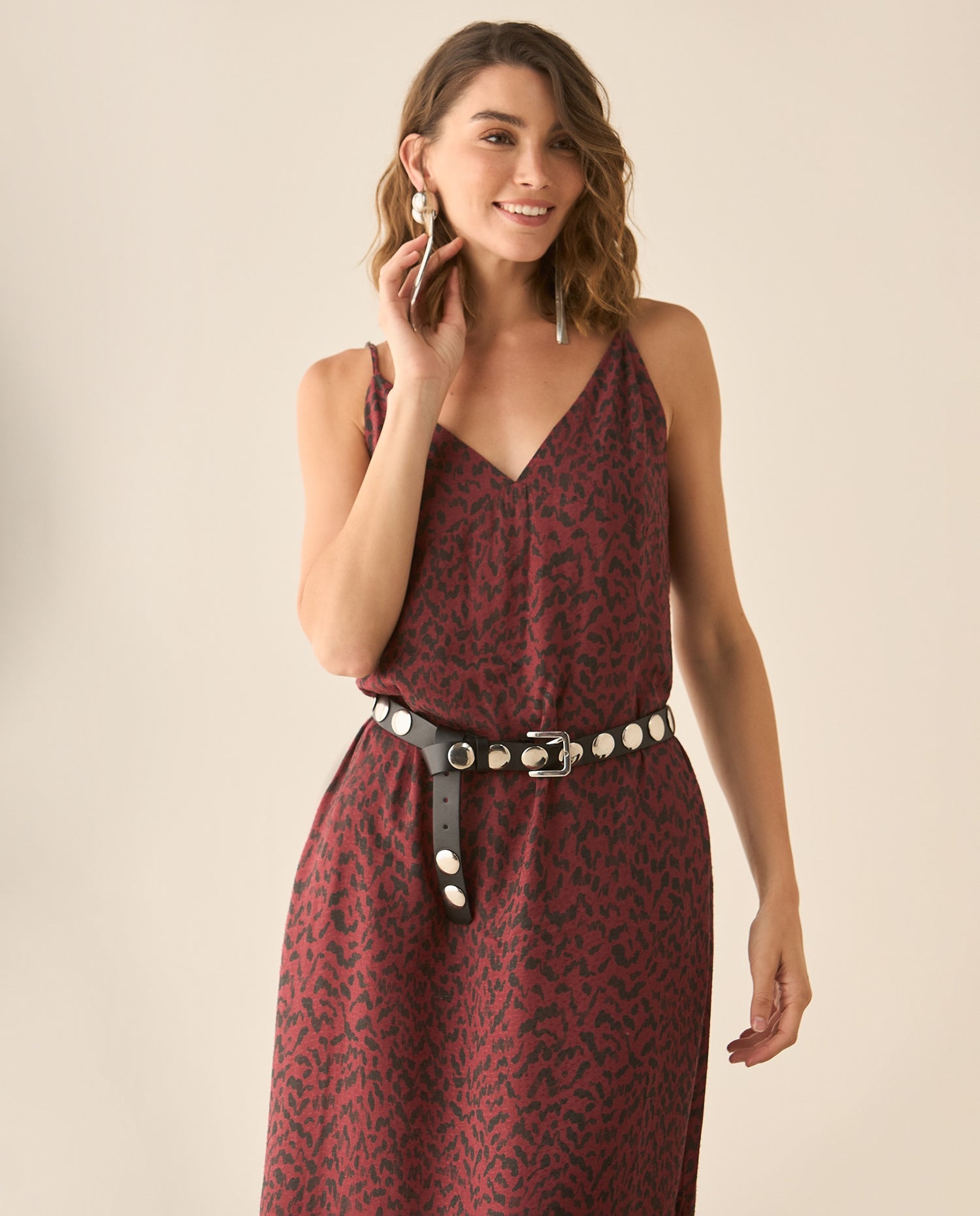 Vestido con estampado de animal print para mujer - Rojo