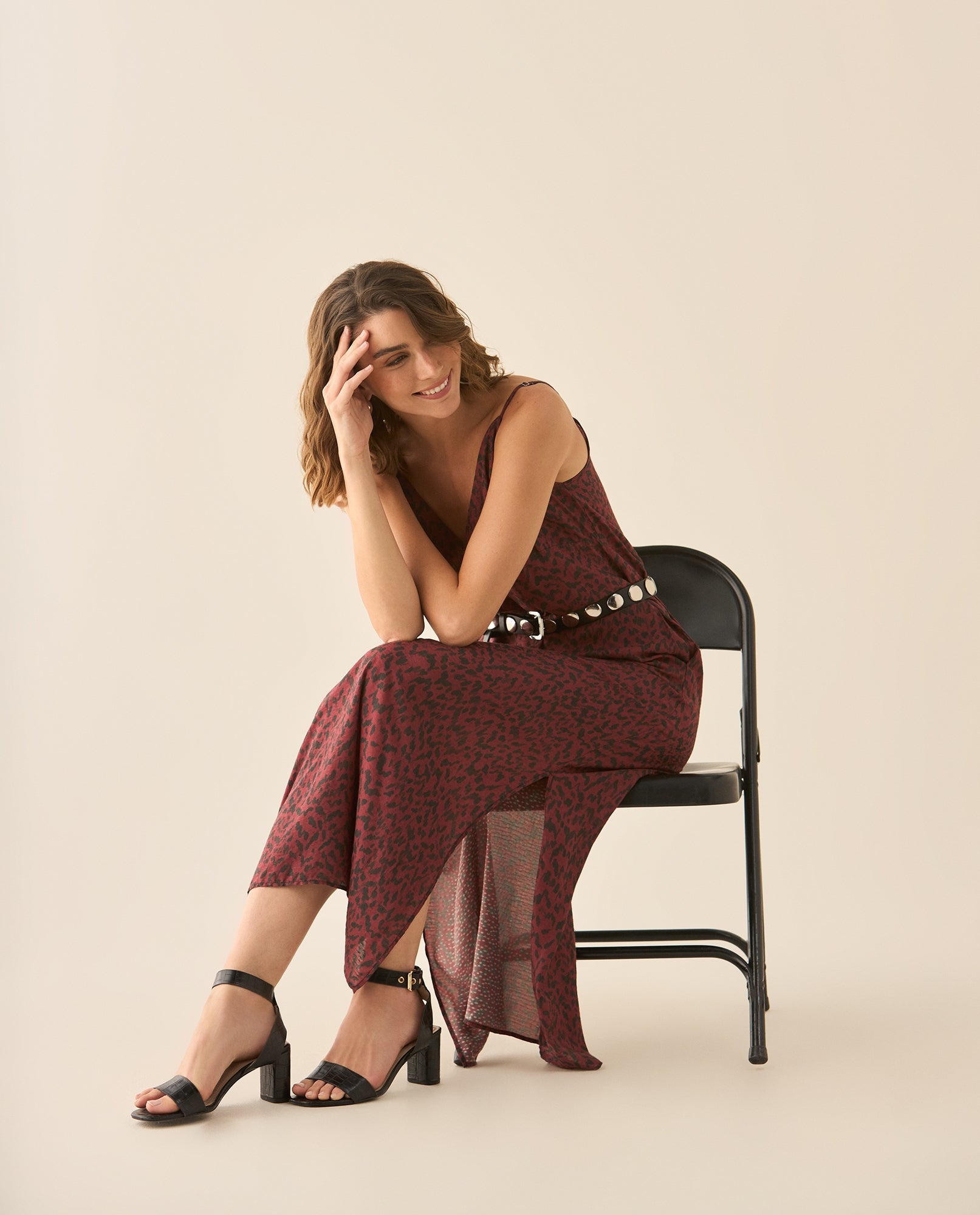 Vestido con estampado de animal print para mujer - Rojo 34_493G004_ROJ191531_3