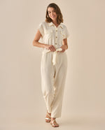 Enterizo de pantalón largo bota recta para mujer - Crudo