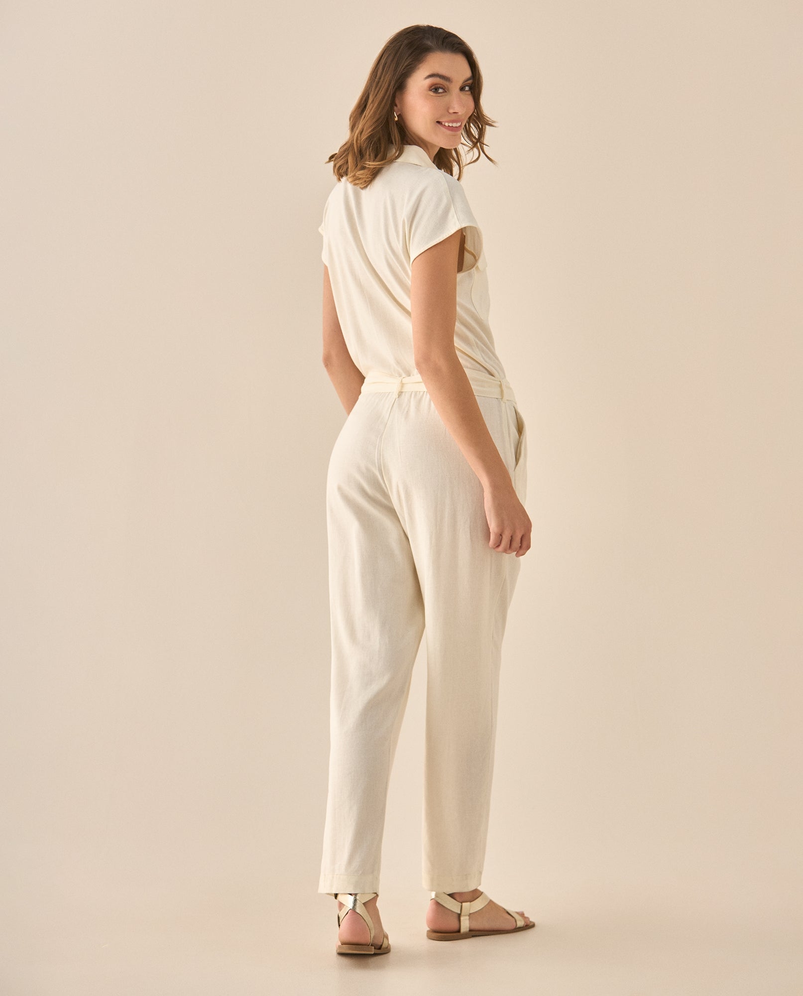 Enterizo de pantalón largo bota recta para mujer - Crudo 34_493G005_CRU110105_6