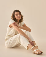 Enterizo de pantalón largo bota recta para mujer - Crudo