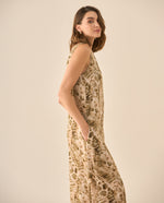 Vestido largo manga sisa de estampado abstracto para mujer  - Verde