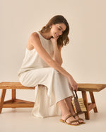 Vestido largo manga sisa para mujer - Crudo