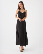 Vestido largo con brillo sutil para mujer - Negro