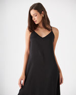 Vestido largo con brillo sutil para mujer - Negro
