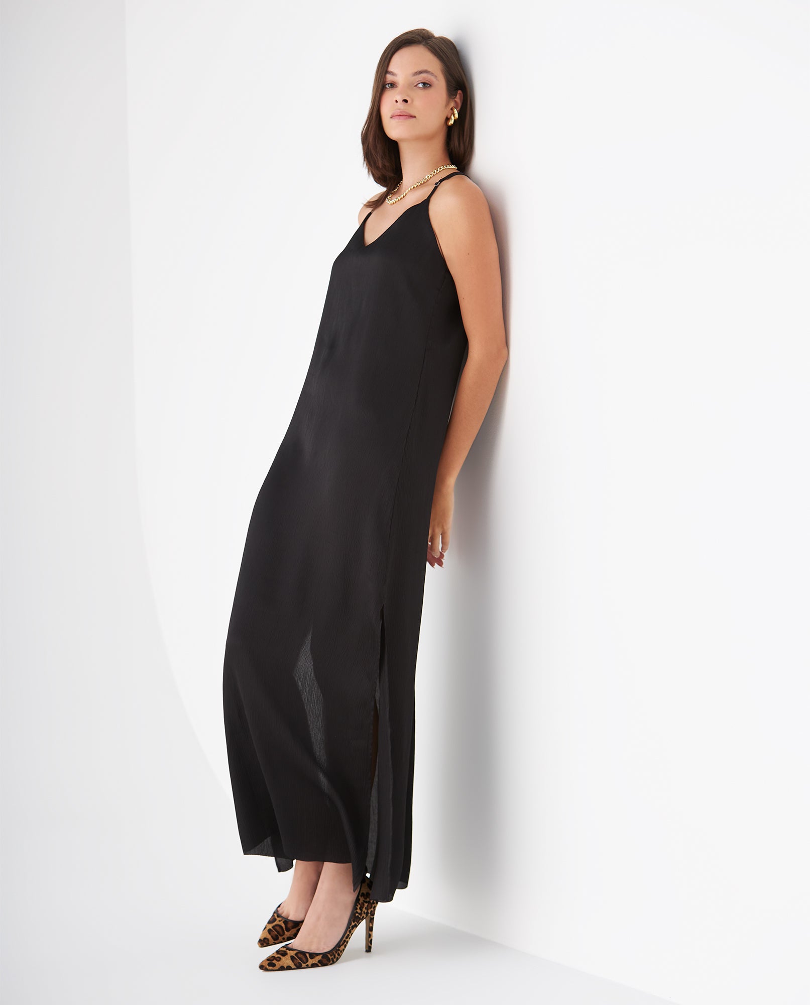 Vestido largo con brillo sutil para mujer - Negro 34_499F004_NEG190303_6