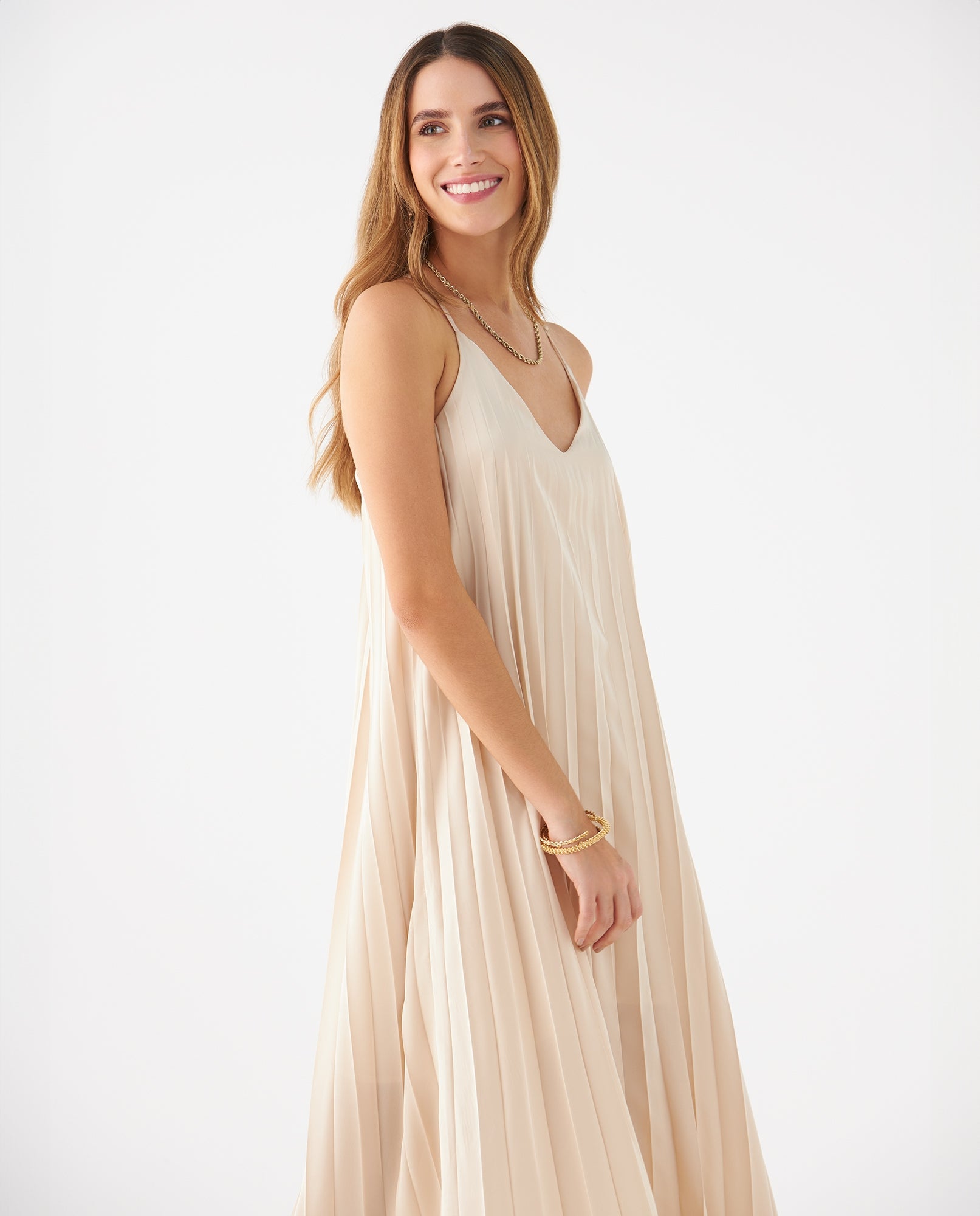 Vestido de tela plisada para mujer - Amarillo 34_499F009_AMA110809_3