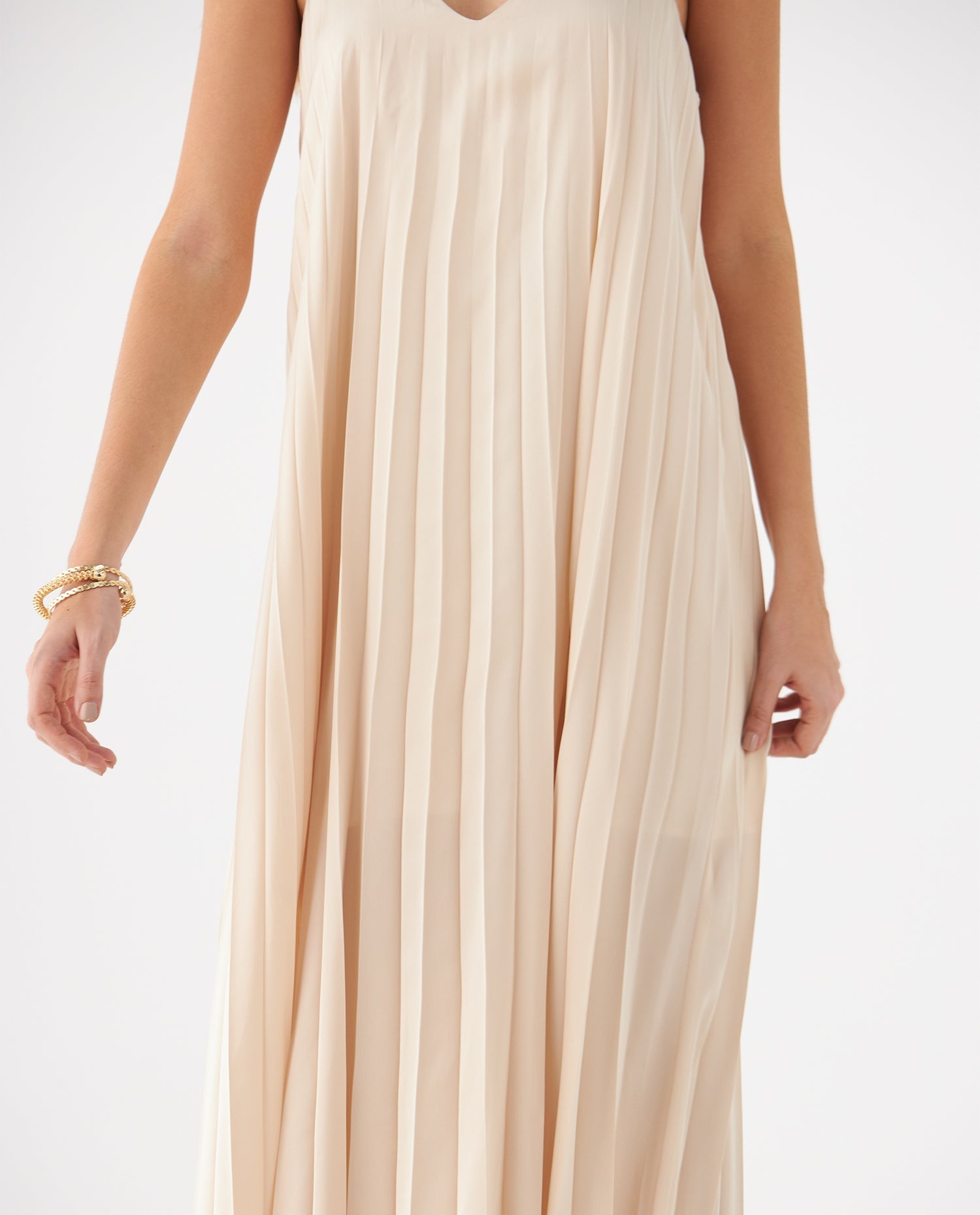 Vestido de tela plisada para mujer - Amarillo
