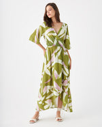 Vestido con diseño cruzado estampado para mujer - Verde