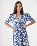 Vestido anudado en escote para mujer - Azul