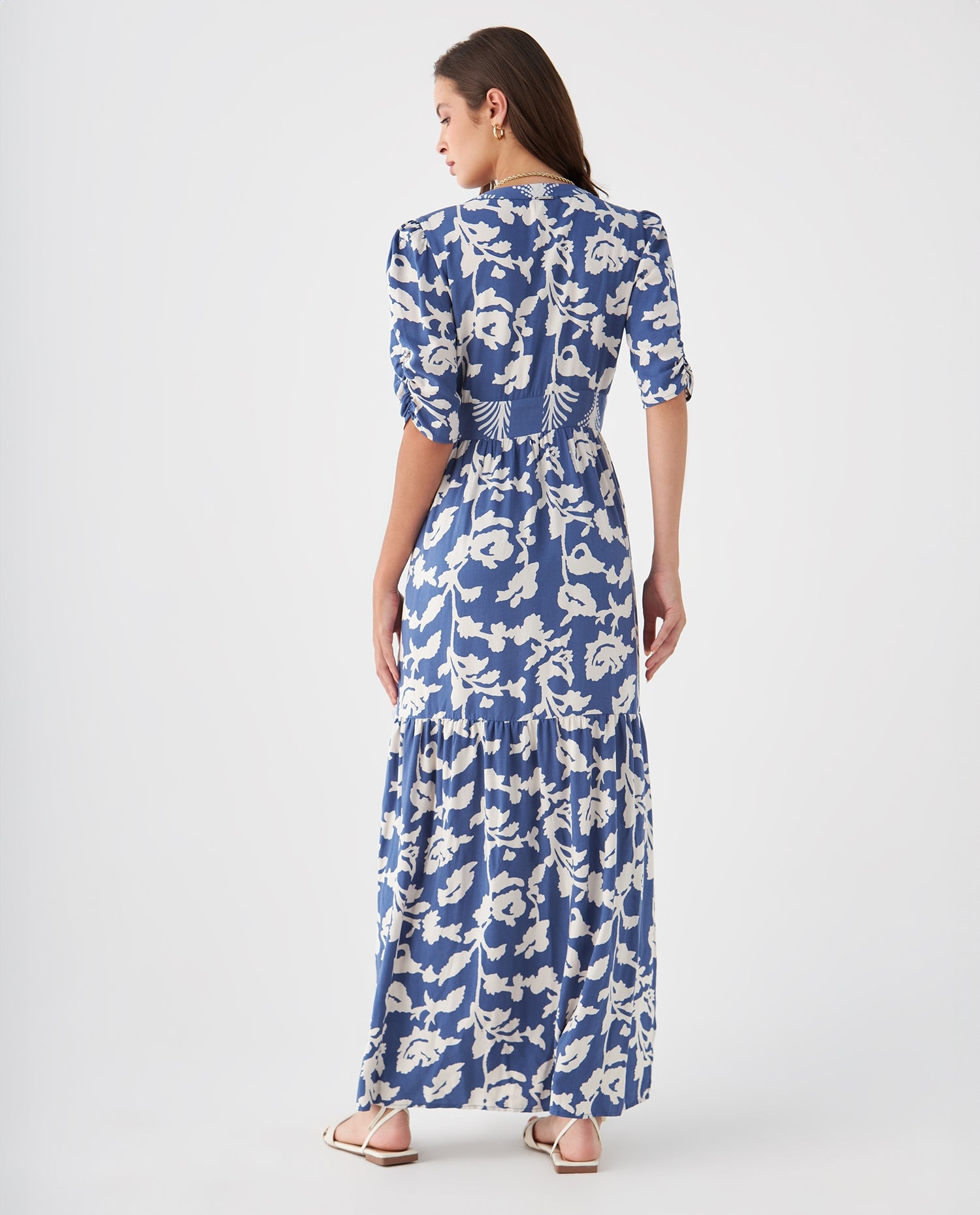 Vestido anudado en escote para mujer - Azul