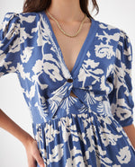 Vestido anudado en escote para mujer - Azul