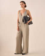 Enterizo Cruzado Beige con Tirantes Ajustables - Café
